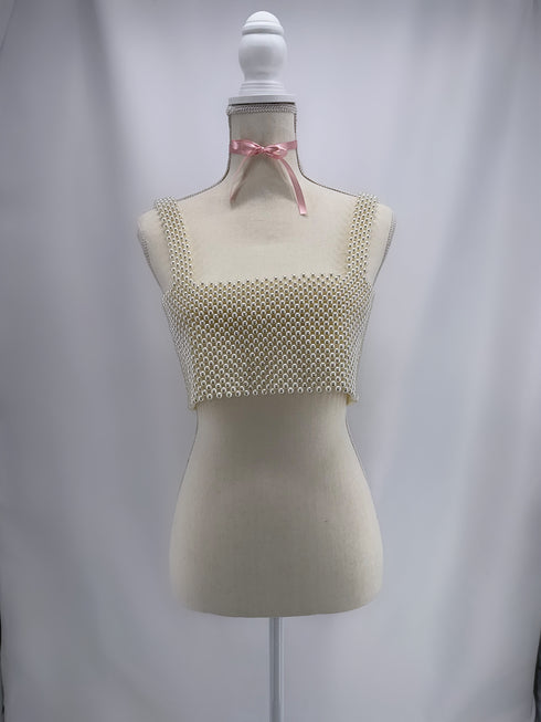 CROSS BACK BEADKS DETAILED CROP TOP